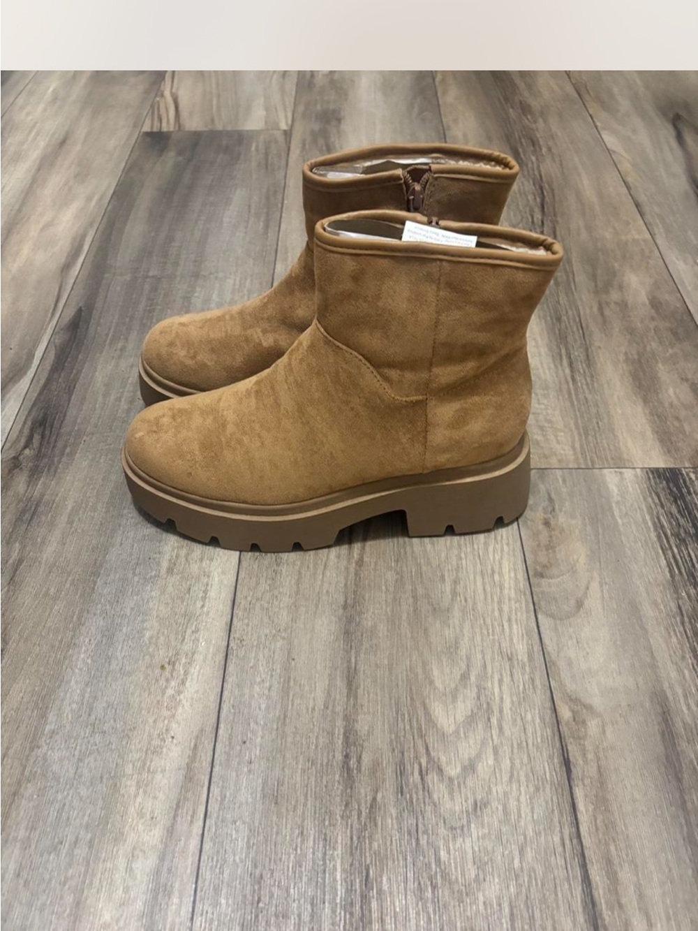 Women's Chunky Platform Ankle Boots - Tan Suede